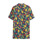 Cute Tropical Fruits Pattern Print Cotton Hawaiian Shirt