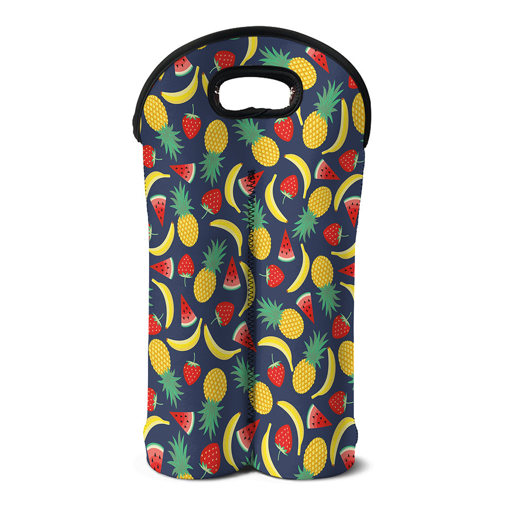 Cute Tropical Fruits Pattern Print Double Neoprene Wine Tote