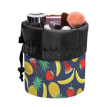 Cute Tropical Fruits Pattern Print Drawstring Makeup Bag