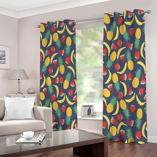 Cute Tropical Fruits Pattern Print Extra Wide Grommet Curtains