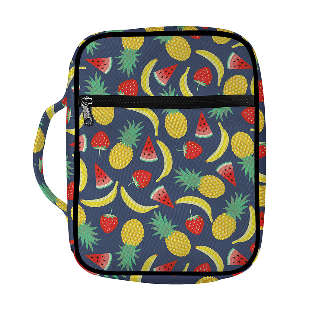 Cute Tropical Fruits Pattern Print Front Pocket Bible Bag