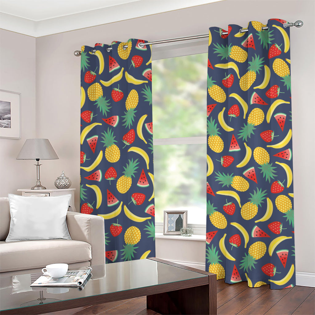 Cute Tropical Fruits Pattern Print Grommet Curtains