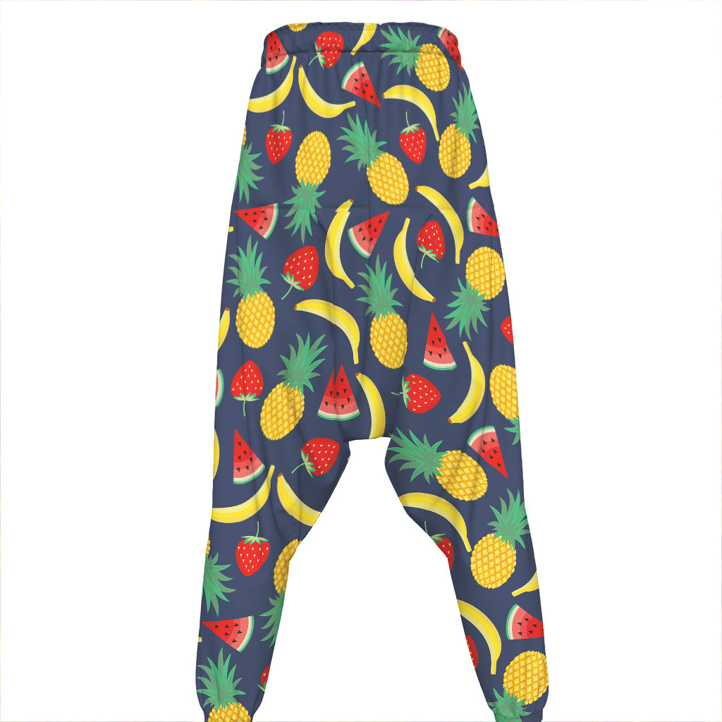 Cute Tropical Fruits Pattern Print Hammer Pants