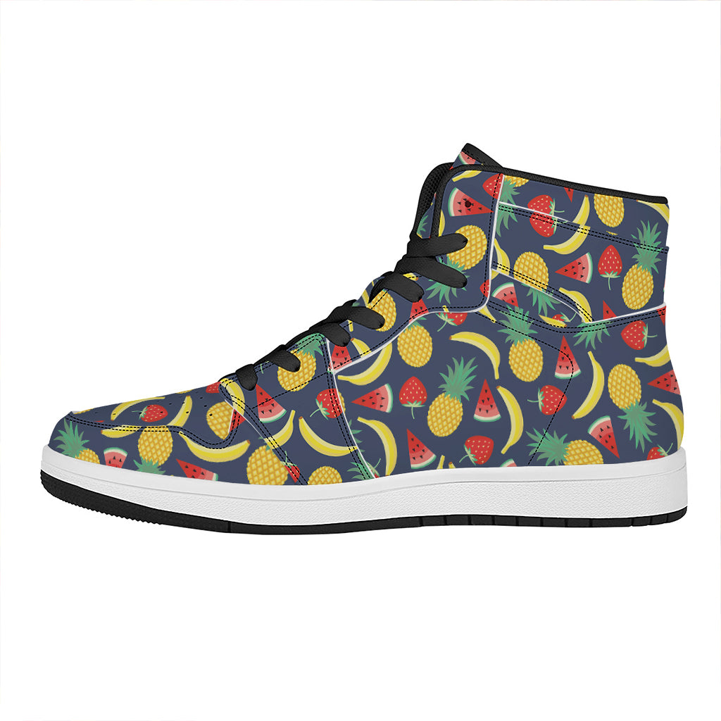 Cute Tropical Fruits Pattern Print High Top Leather Sneakers