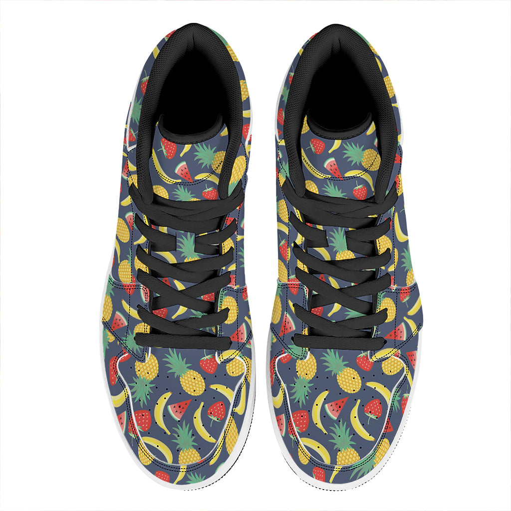 Cute Tropical Fruits Pattern Print High Top Leather Sneakers
