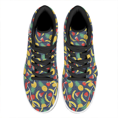 Cute Tropical Fruits Pattern Print High Top Leather Sneakers
