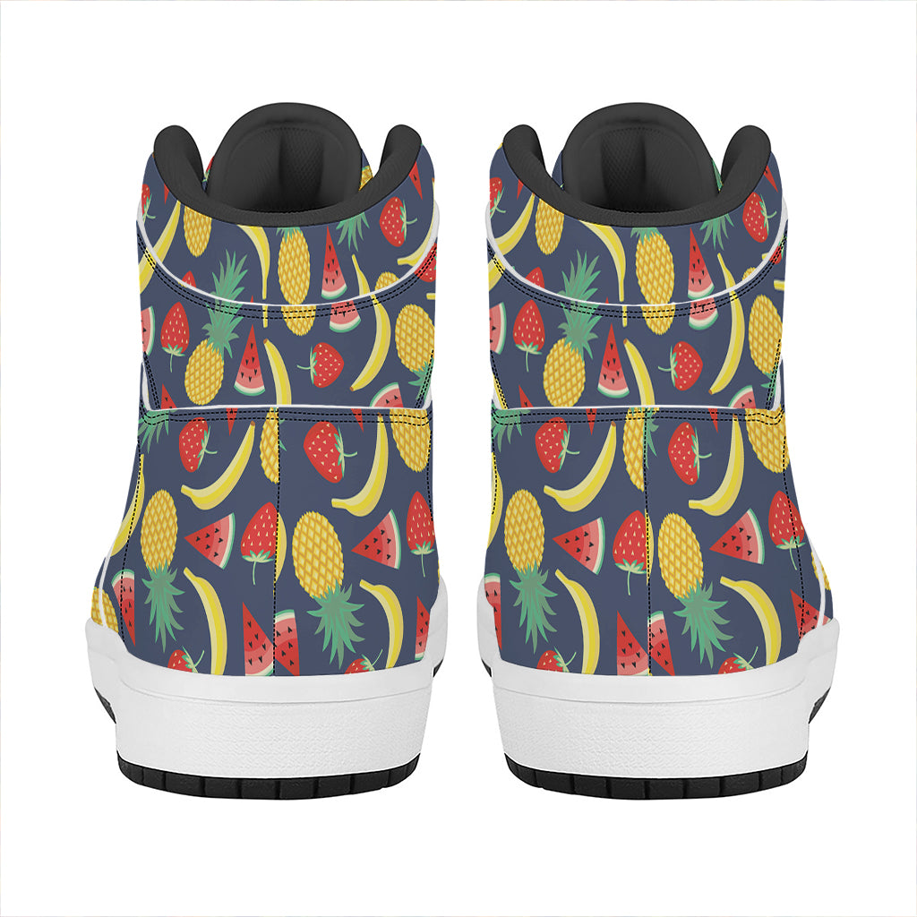 Cute Tropical Fruits Pattern Print High Top Leather Sneakers