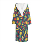 Cute Tropical Fruits Pattern Print Hooded Bathrobe