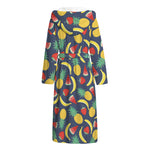 Cute Tropical Fruits Pattern Print Hooded Bathrobe