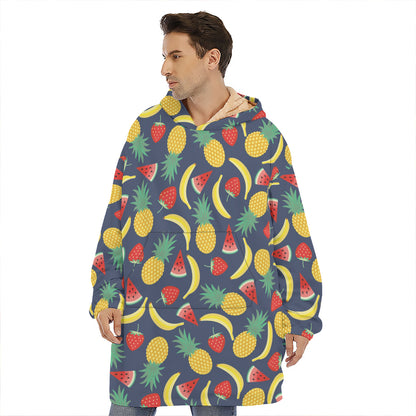 Cute Tropical Fruits Pattern Print Hoodie Blanket