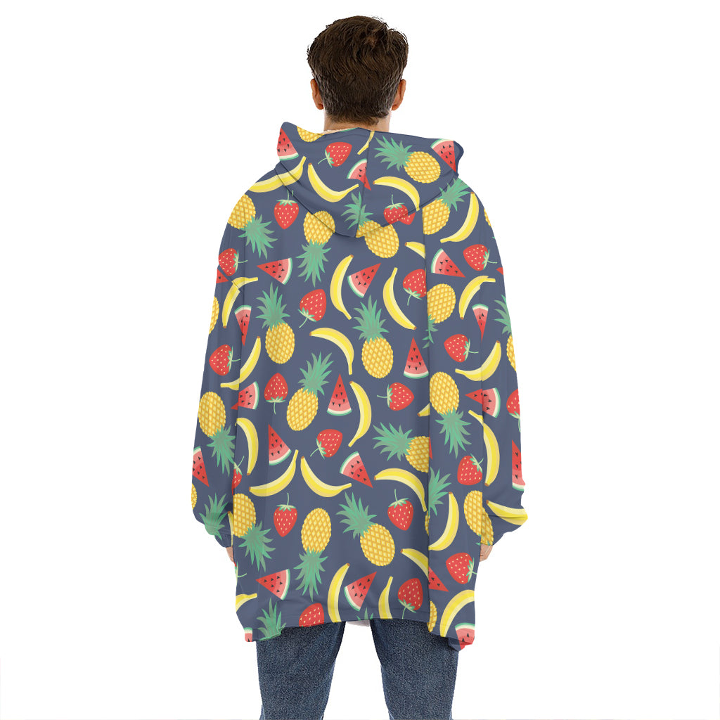 Cute Tropical Fruits Pattern Print Hoodie Blanket