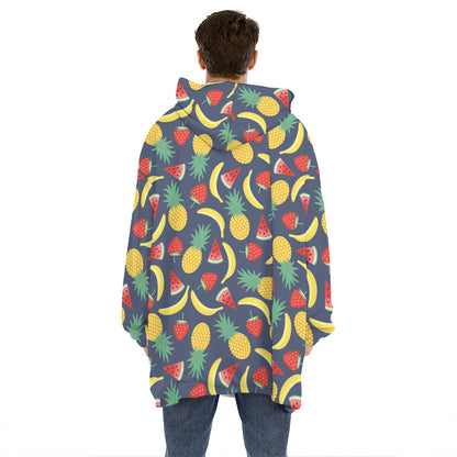 Cute Tropical Fruits Pattern Print Hoodie Blanket