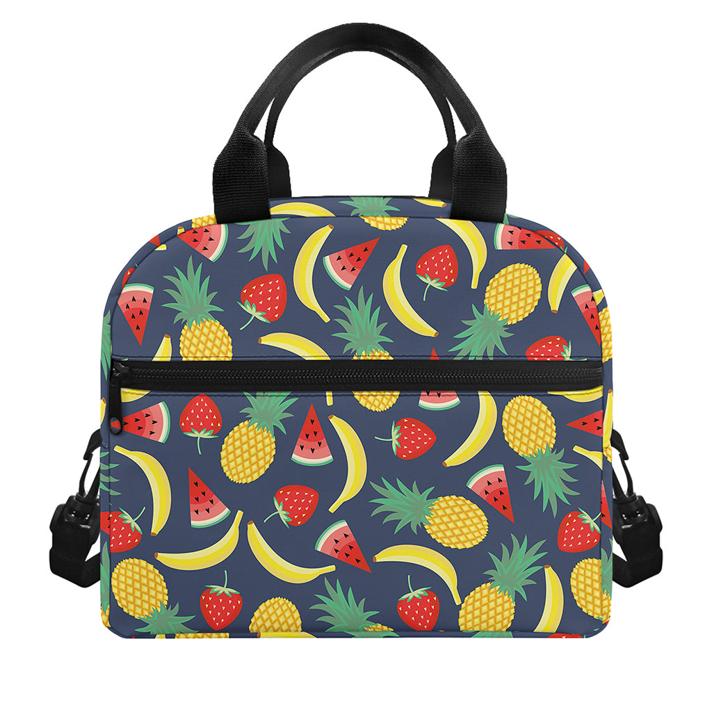 Cute Tropical Fruits Pattern Print Insulated Lunch Bag