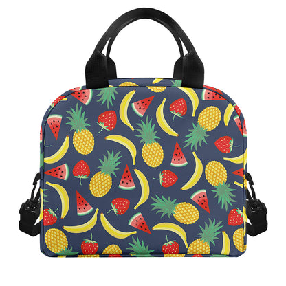 Cute Tropical Fruits Pattern Print Insulated Lunch Bag