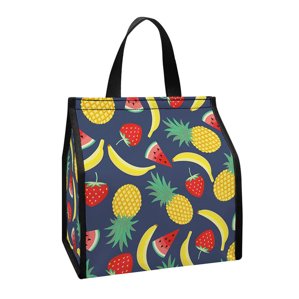Cute Tropical Fruits Pattern Print Insulated Lunch Tote
