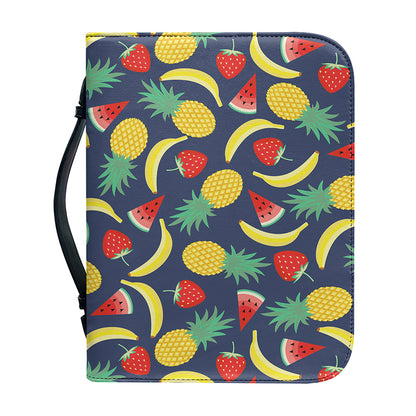 Cute Tropical Fruits Pattern Print Leather Bible Cover
