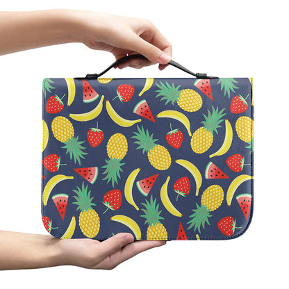 Cute Tropical Fruits Pattern Print Leather Bible Cover