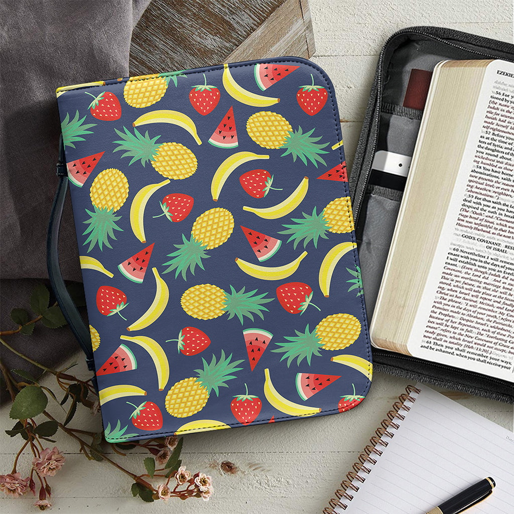 Cute Tropical Fruits Pattern Print Leather Bible Cover