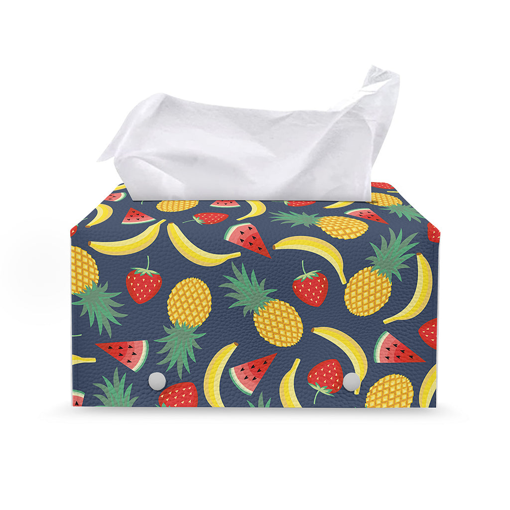 Cute Tropical Fruits Pattern Print Leather Tissue Box Cover
