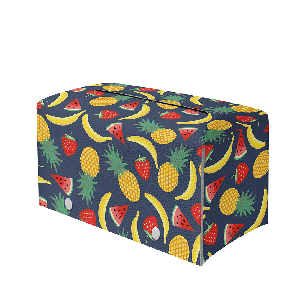 Cute Tropical Fruits Pattern Print Leather Tissue Box Cover