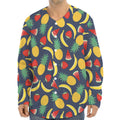 Cute Tropical Fruits Pattern Print Long Sleeve Baseball Jersey