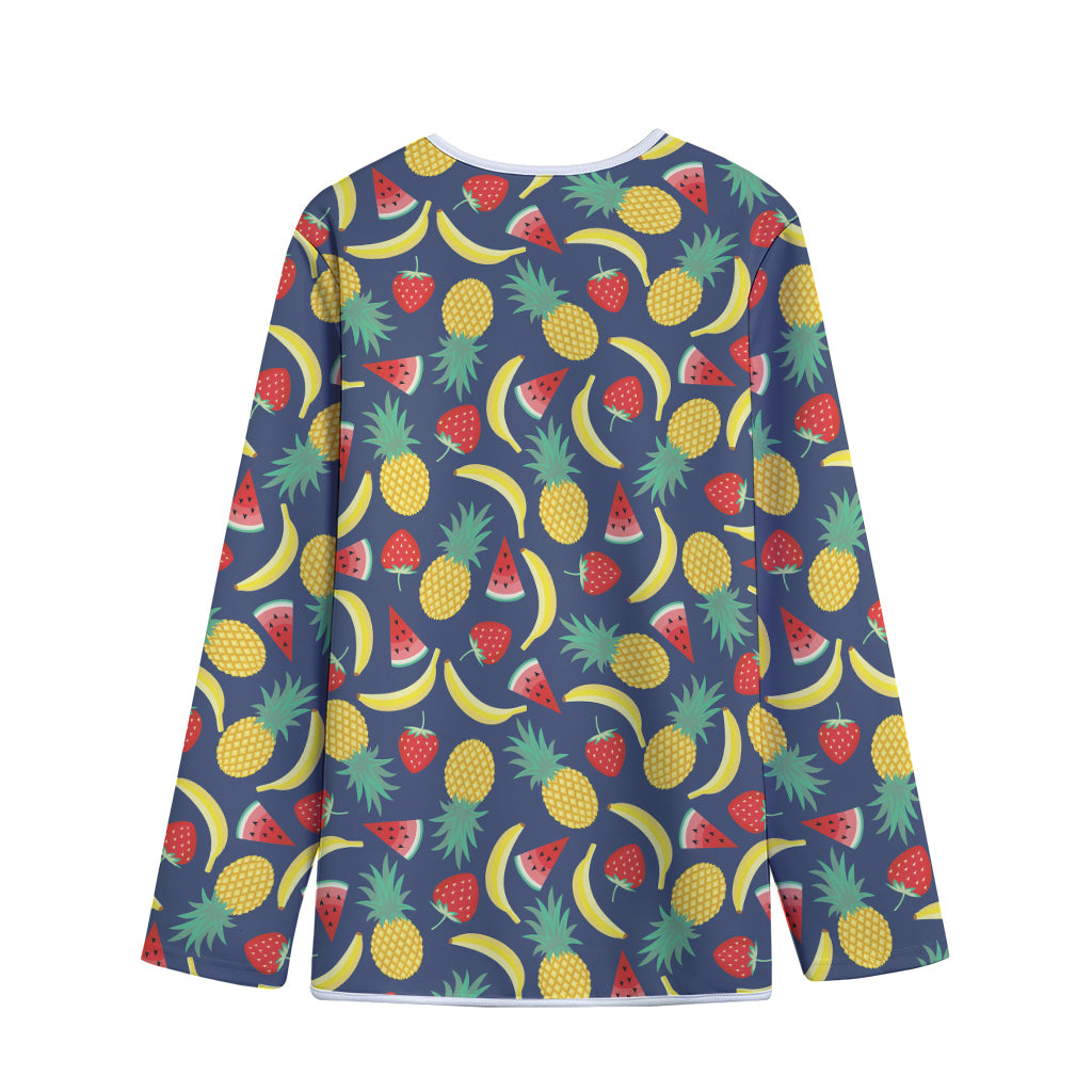 Cute Tropical Fruits Pattern Print Long Sleeve Short Coat