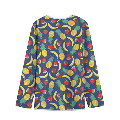 Cute Tropical Fruits Pattern Print Long Sleeve Short Coat