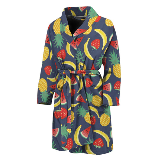 Cute Tropical Fruits Pattern Print Men's Bathrobe