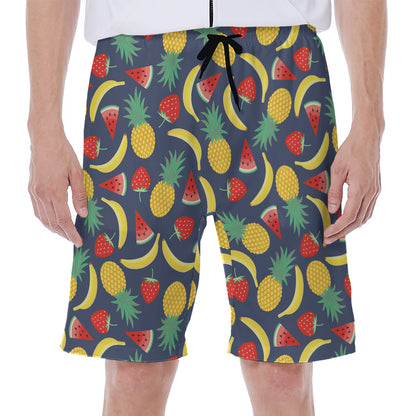 Cute Tropical Fruits Pattern Print Men's Beach Shorts