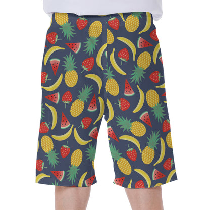Cute Tropical Fruits Pattern Print Men's Beach Shorts