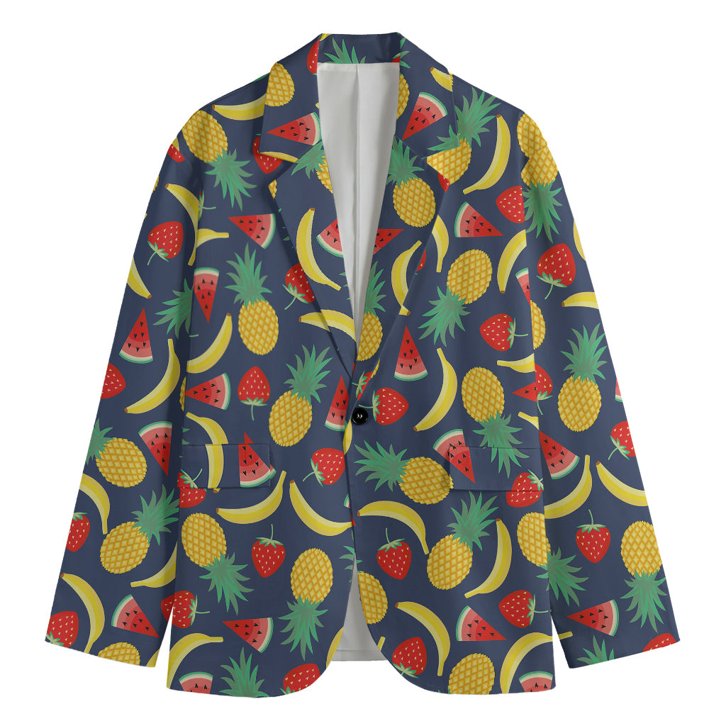 Cute Tropical Fruits Pattern Print Men's Blazer