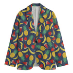 Cute Tropical Fruits Pattern Print Men's Cotton Blazer