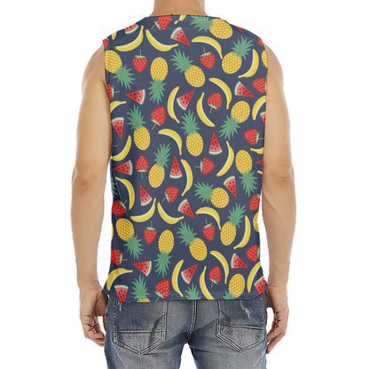 Cute Tropical Fruits Pattern Print Men's Fitness Tank Top