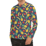 Cute Tropical Fruits Pattern Print Men's Long Sleeve Rash Guard
