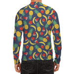 Cute Tropical Fruits Pattern Print Men's Long Sleeve Rash Guard