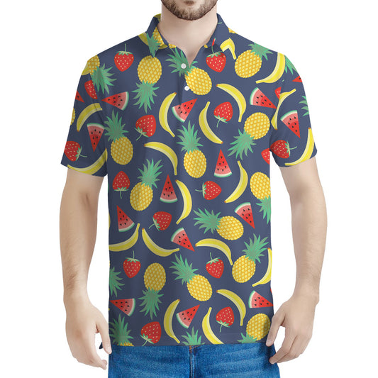 Cute Tropical Fruits Pattern Print Men's Polo Shirt