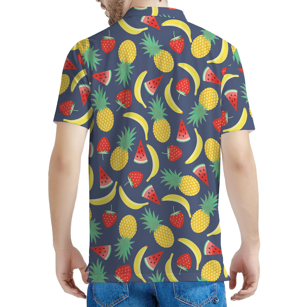 Cute Tropical Fruits Pattern Print Men's Polo Shirt