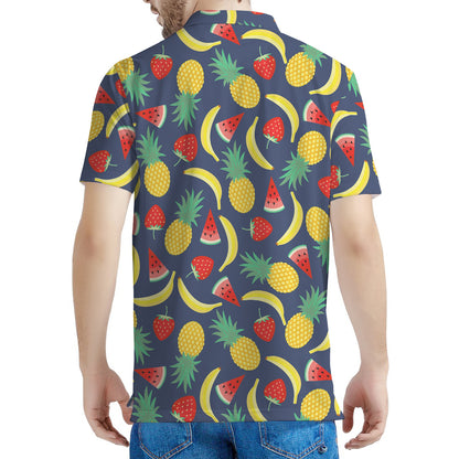 Cute Tropical Fruits Pattern Print Men's Polo Shirt