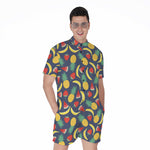 Cute Tropical Fruits Pattern Print Men's Rompers