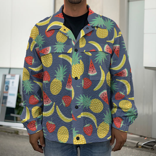 Cute Tropical Fruits Pattern Print Men's Shirt Jacket