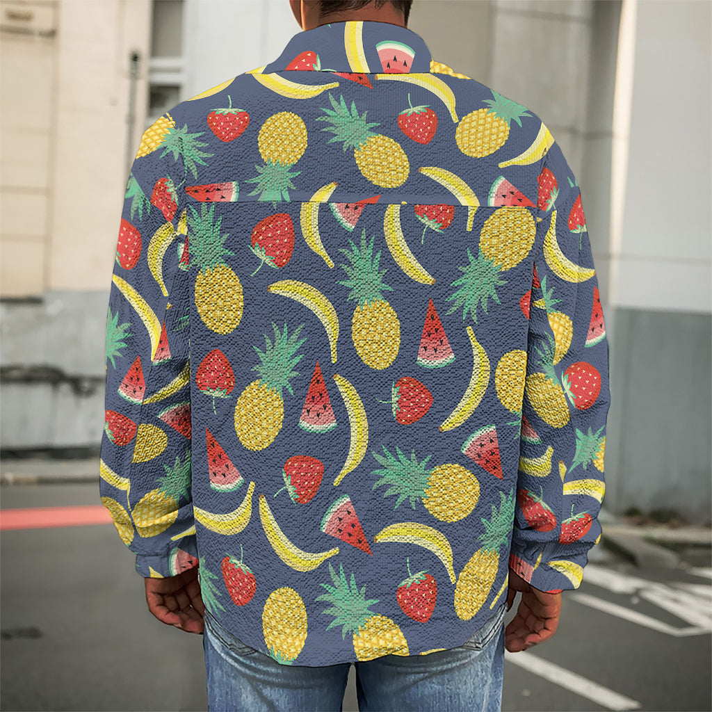 Cute Tropical Fruits Pattern Print Men's Shirt Jacket