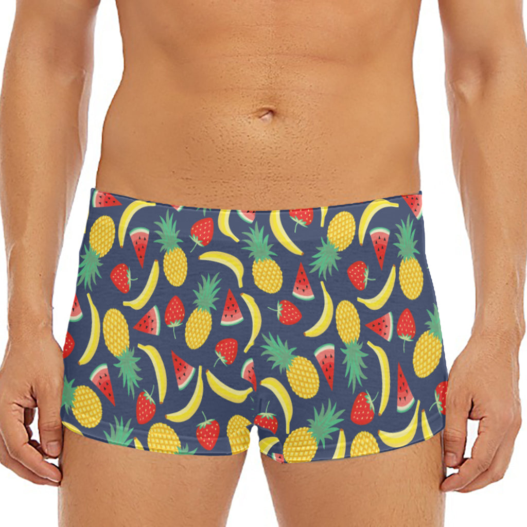 Cute Tropical Fruits Pattern Print Men's Short Boxer Briefs