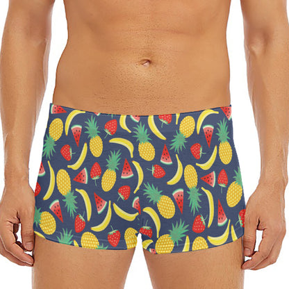 Cute Tropical Fruits Pattern Print Men's Short Boxer Briefs