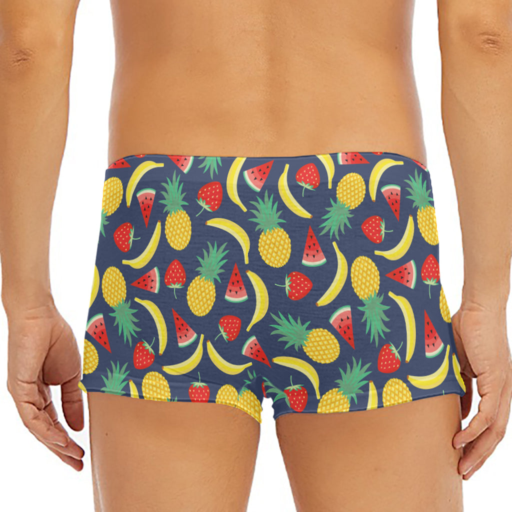 Cute Tropical Fruits Pattern Print Men's Short Boxer Briefs
