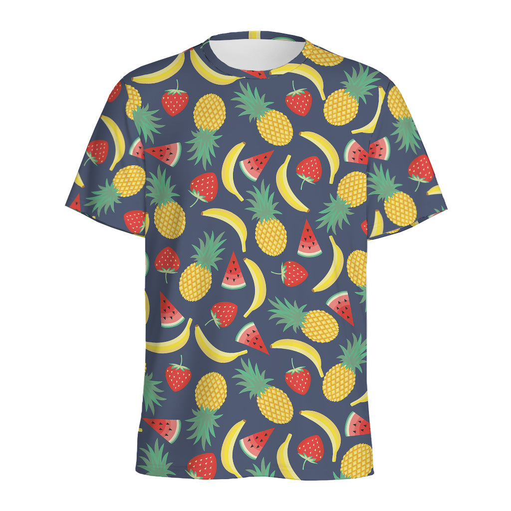 Cute Tropical Fruits Pattern Print Men's Sports T-Shirt