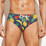 Cute Tropical Fruits Pattern Print Men's Swim Briefs