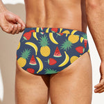 Cute Tropical Fruits Pattern Print Men's Swim Briefs