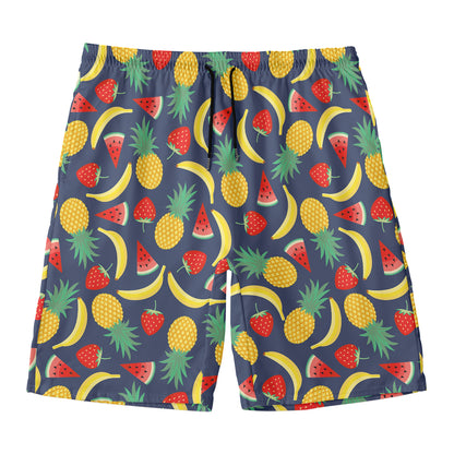 Cute Tropical Fruits Pattern Print Men's Swim Trunks
