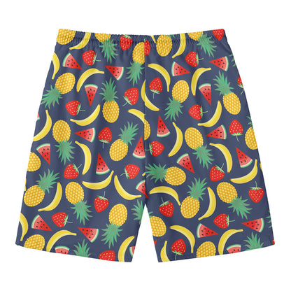 Cute Tropical Fruits Pattern Print Men's Swim Trunks