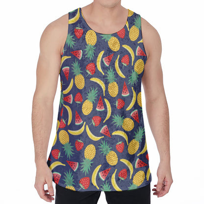Cute Tropical Fruits Pattern Print Men's Velvet Tank Top